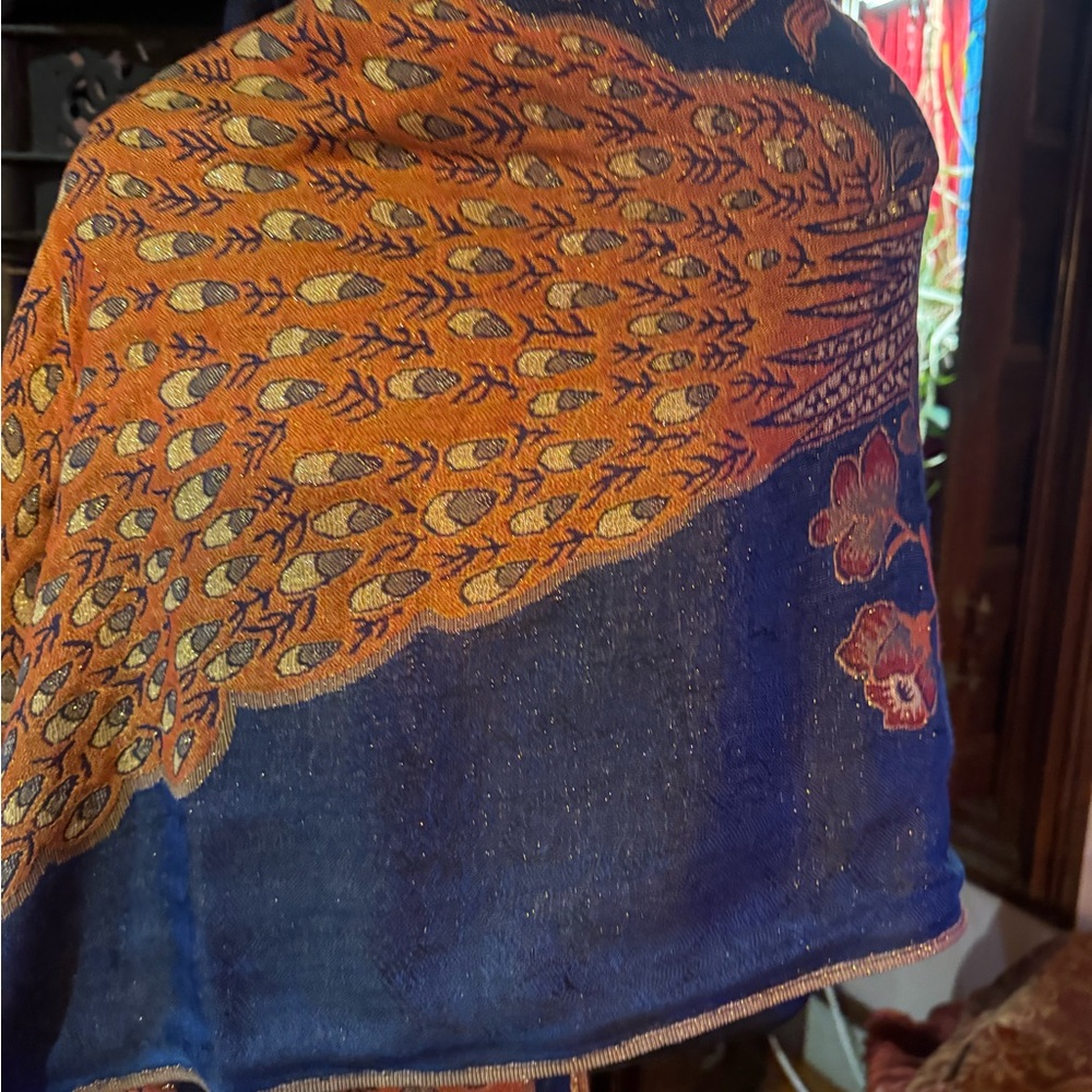 COPY - Vintage style peacock pashmina shawl